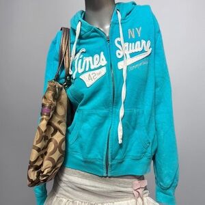 Aeropostale Teal Times Square NY Y2K Zip Hoodie